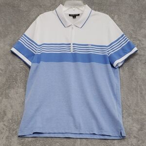 Michael Kors Men's Blue and White Polo Shirt